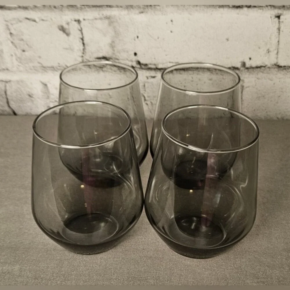 IKEA Ivrig Set of 4 Gray Stemless Glasses - New Old Stock. CIB
